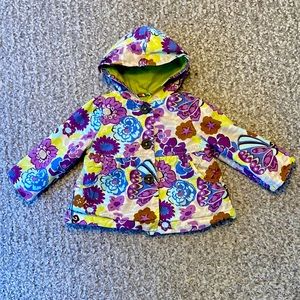 Oshkosh Genuine Kid’s Purple Floral Spring Coat with Hood 12 Month